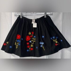 NWT Bonpoint Lilo black A-line skirt with colorful floral embroidery Size 8 Girl